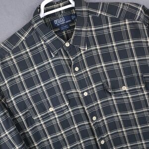 Polo Ralph Lauren GI Shirt Mens XL Blue Plaid Button Up Vintage Workwear Grunge